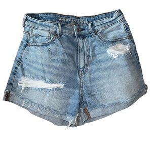 American Eagle Outfitters Light Blue Distressed High-rise Denim Shorts size 4